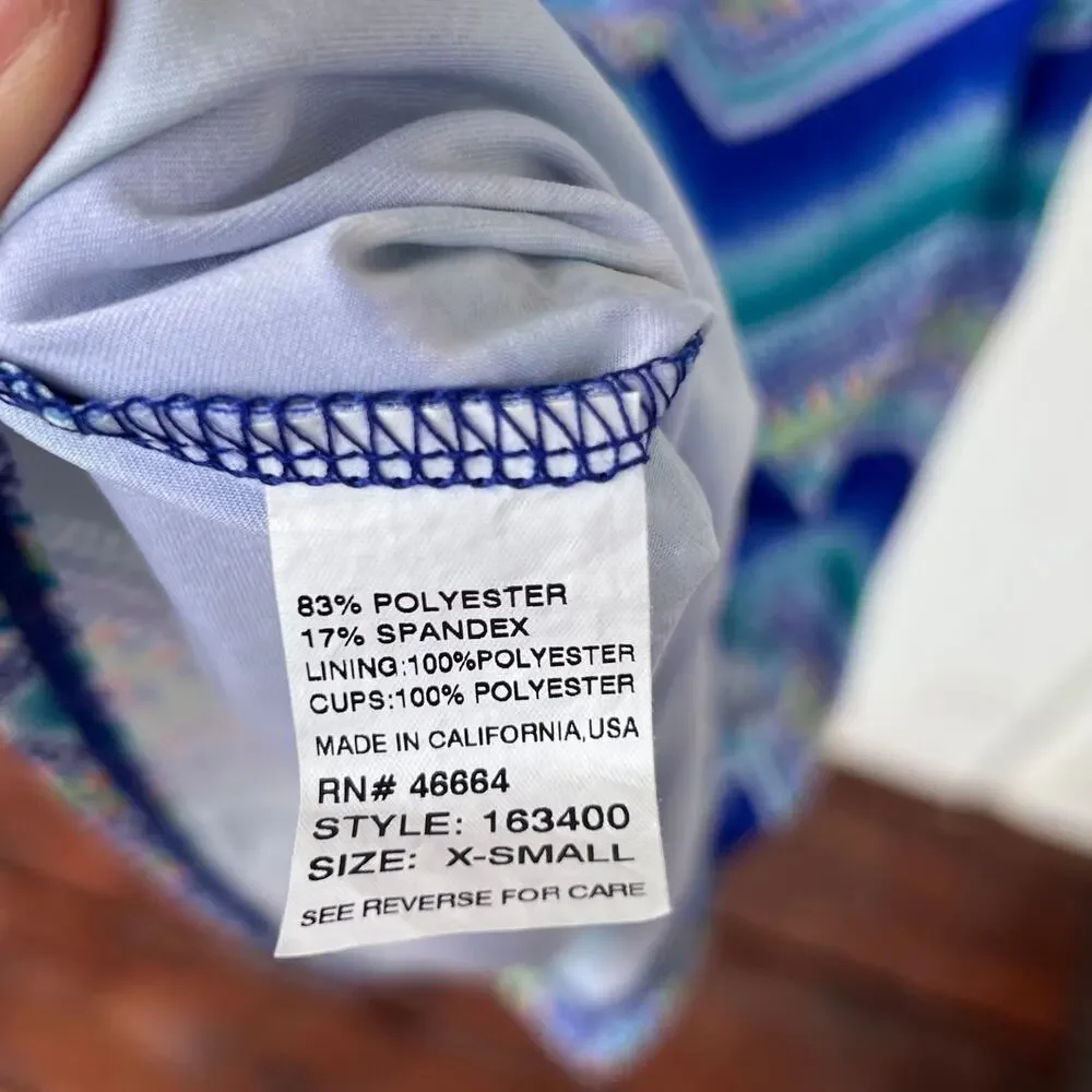 Title Nine Solution Dress XS Blue Green Orange Zig Zag Criss Cross Back Athletic - Picture 5 of 5